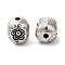 Tibetan Style Alloy Beads, Column with Flower, Antique Silver, 13x11mm, Hole: 3mm