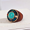 Flat Round Wood & Resin & Synthetic Turquoise Finger Rings, 24mm, Inner Diameter: 18mm