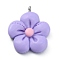 Opaque Resin Pendants, with Platinum Tone Iron Loops, Flower, Purple, 27.5x23.5x5.5mm, Hole: 2mm