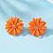 Alloy Stud Earrings, Flower, Golden, Dark Orange, 29x29mm
