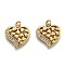 Brass Micro Pave Cubic Zirconia Pendants, Long-Lasting Plated, with Jump Rings, Heart, Golden, 16x15.5x3.5mm, Hole: 3mm