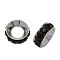 Brass Rhinestone Spacer Beads, Grade A, Rondelle, Platinum Metal Color, Jet, 9x4mm, Hole: 4mm