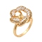 Flower Brass Micro Pave Cubic Zirconia Ring Settings, For Half-drilled Beads, Cadmium Free & Lead Free, Rack Plating, Long-Lasting Plated, Real 18K Gold Plated, Pin: 1mm, Tray: 8x8mm, US Size 6 3/4(17.1mm)