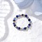 Natural Sodalite Beaded Stretch Rings, with Glass Seed Beads, Faceted Round, Inner Diameter: 20mm