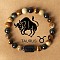 Twelve Constellations Natural Tiger Eye & Picture Jasper & Rhyolite Jasper Round & Column Beaded Stretch Bracelets for Women Men, with Gift Card, Taurus, 2-3/8 inch(6cm)