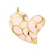 304 Stainless Steel Pendants, with Enamel, Heart Charm, Golden, Pink, 25x24x4mm, Hole: 2mm