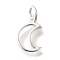 925 Sterling Silver Moon Outline Charms, with Jump Rings & 925 Stamp, Silver, 10x7x1mm, Hole: 3mm