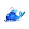 Handmade Lampwork Pendants, Dolphin Charms, Dodger Blue, 21~25x39.5~42x17~20mm, Hole: 3~4mm
