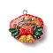Christmas Opaque Resin Pendants, with Platinum Iron Loop, Christmas Bell, 29x29x9.5mm, Hole: 2mm