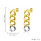 Two Tone 304 Stainless Steel Chains Dangle Stud Earrings, Golden & Stainless Steel Color, 30x10mm