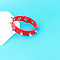 Punk-style Imitation Leather Bangles, Alloy Rivet Bangles for Men Women, Red, 8-7/8 inch(22.5cm)