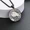201 Stainless Steel Pendant Necklaces with Alloy Box Chain, Black, Flat Round Constellation Pattern, Taurus, 23.62 inch(60cm)