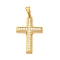 PVD Vacuum Plating 304 Stainless Steel Pendants, with Cubic Zirconia, Cross, Golden, 41.5x27.5x3.5mm, Hole: 8x5.5mm