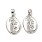 Rack Plating Brass Pendants, Oval, Platinum, 19x13x2.5mm, Hole: 2.5x5mm