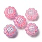 Glass Enamel Beads, Hand Drawn Beads, Sunflower, Hot Pink, 15x8.5~9mm, Hole: 1.2mm
