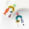 Acrylic Dangle Stud Earrings, Fish with Eye, Colorful, 73x46mm