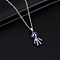 Alloy Pendant 201 Stainless Steel  Chain Necklaces for Men, Rainbow Color, Spaceman, 27.56 inch(70cm)