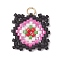 Handmade Glass Seed Beaded  Window Lattice Pattern Shape Pendants, with 304 Stainless Steel Jump Rings Loop, Lilac, 16.5x16.5x1.5mm, Hole: 3mm