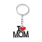 Mother's Day Alloy Enamel Keychains, Word with Heart, Platinum, 8.7cm