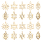20Pcs 5 Styles Ion Plating(IP) 316L Surgical Stainless Steel Pendants, Mixed Shapes, Real 18K Gold Plated, 17x9~15x1mm, Hole: 1~1.2mm, 4pcs/style