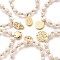 304 Stainless Steel Stretch Charm Bracelets, with Natural Pearl Nuggets Beads, Mixed Shapes, Seashell Color, Golden, Inner Diameter: 2 inch(5cm)