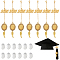 Oval & Wing Alloy 2025 Graduation Cap Chain, with Alloy Lobster Claw Clasps and Glass Cabochons, Golden, 160mm
