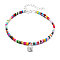 Bohemian Style Alloy Shell Shape Charm Colorful Glass Seed Beaded Anklets for Women, Silver, 9-1/8 inch(233mm)
