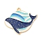 Alloy Enamel Pendants, with Sequins, Shark Shape Charm, Golden, Sky Blue, 25x31x1mm, Hole: 2mm