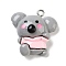 Opaque Resin Pendants, Animal Charms with Platinum Tone Iron Loops, Gray, Koala, 25x25x10mm, Hole: 2mm