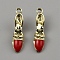 Women's Theme Alloy Enamel Pendants, High-heeled Shoes, Golden, 24x5.5x8mm, Hole: 1.8mm
