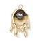 Brass Enamel Pendants, Oil Painting Style Charms, with ABS Imitation Pearl, Teal, 26x15.5x5.5mm, Hole: 1.6mm