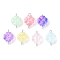 7Pcs 7 Colors Transparent Spray Painted Glass Connector Charms, Clover Links, with 304 Stainless Steel Double Loops, Mixed Color, Stainless Steel Color, 16x10.5x4.5mm, Hole: 1.4mm and 1.8mm, 1pc/color