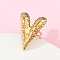 304 Stainless Steel Cuff Rings, Heart, Golden, 25x33mm, Inner Diameter: 17mm