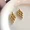 Brass Leaf Cluster Stud Earrings, Golden