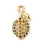 Brass Micro Pave Cubic Zirconia Pendants, Cadmium Free & Nickel Free & Lead Free, Fruit Charms, Real 18K Gold Plated, Lemon, 14x8x3mm, Hole: 1.2mm