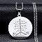 201 Stainless Steel Engraved Ogou Feray Veve Pendant Necklaces, Flat Round, Stainless Steel Color, 19.84 inch(50.4cm)