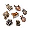 Brass Prayer Box Pendants, Mixed Shapes and Mixed Color, about 9~20mm wide, 14~28mm long, 10~20mm thick, hole: 1.5~5mm