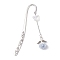 Tibetan Silver Alloy Hook Bookmark, Flower Resin & Glass Beads Bookmark, Antique Silver & Platinum, 118x22x2.5mm