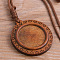 Wood Pendant Cabochons Settings, Flat Round, Coconut Brown, 25x25mm