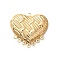 Brass Chandelier Component Links, Cadmium Free & Nickel Free & Lead Free, Textured Heart, Real 18K Gold Plated, 28x30x4.5mm, Hole: 1.6mm