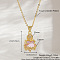 Brass Micro Pave Clear Cubic Zirconia and Pink Resin Scared Heart Pendant Necklaces for Women, Golden, 17.72 inch(45cm)