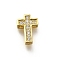 Brass Micro Pave Cubic Zirconia Beads, Cross, Rack Plating, Cadmium Free & Lead Free, Long-Lasting Plated, Real 18K Gold Plated, 10.5x7.5x3mm, Hole: 1x1mm