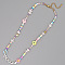 Christmas Theme Glass & Imitation Pearl & Brass HAPPY Heishi Beaded Necklaces, Colorful, 16.54 inch(42cm)
