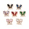 Brass Glass Connector Charms, Nickel Free, Butterfly Links, Real 18K Gold Plated, Mixed Color, 16x16x3.5mm, Hole: 1.5~1.6mm