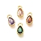 Brass Micro Pave Cubic Zirconia Charms, Cadmium Free & Nickel Free & Lead Free, Real 18K Gold Plated, Teardrop, Mixed Color, 10x5.5x3mm, Hole: 1.5mm