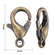 Antique Bronze Tone Zinc Alloy Lobster Claw Clasps X-E103-NFAB-4