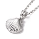 304 Stainless Steel Shell Shape Pendant Necklace for Women STAS-E154-18P-1