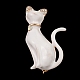 合金エナメルブローチピン衣類バックパック用  ラインストーン猫バッジ  ホワイト  41x24.5x13mm JEWB-Q030-36G-01-2