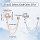 Gorgecraft 4Pcs 2 Colors Dragon Rhinestone Hanging Chain Brooches FIND-GF0005-39-2
