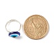 ナザールボンジュウ樹脂調整可能リング付きフラットラウンド  女性のための保護ラッキー真鍮指輪  プラチナ  ブルー  usサイズ4 1/4(15mm) RJEW-JR00406-6